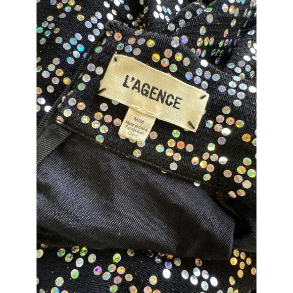 L’AGENCE Cher Black Sparkle Holographic
Mockneck Mini Dress Medium - Picture 7 of 9